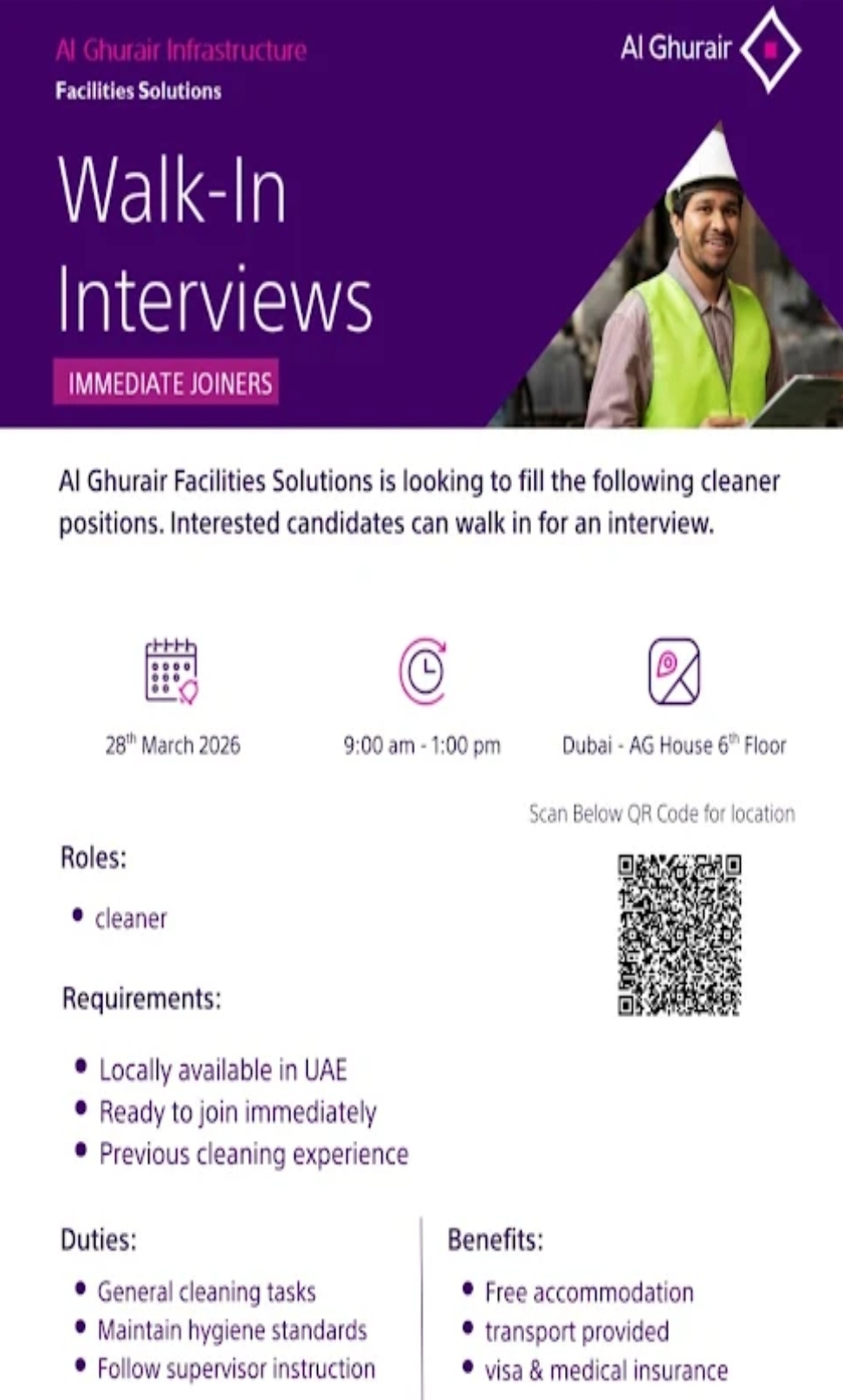 Walk – In – Interviews For Cleaners in Dubai